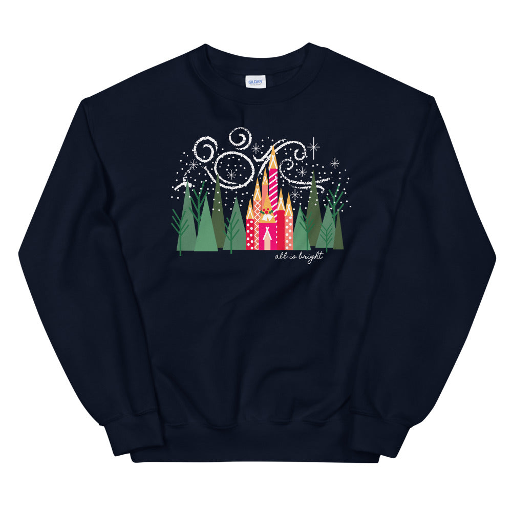 Disney Christmas Castle Sweatshirt All is Bright Christmas Forest Sweatshirt