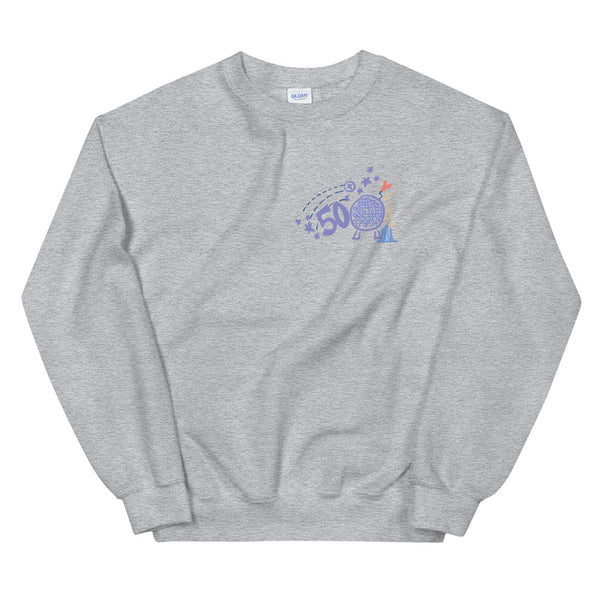 EPCOT 50th Anniversary Sweatshirt TWO-SIDED Spaceship Earth Epcot 50th Disney Crew Sweatshirt