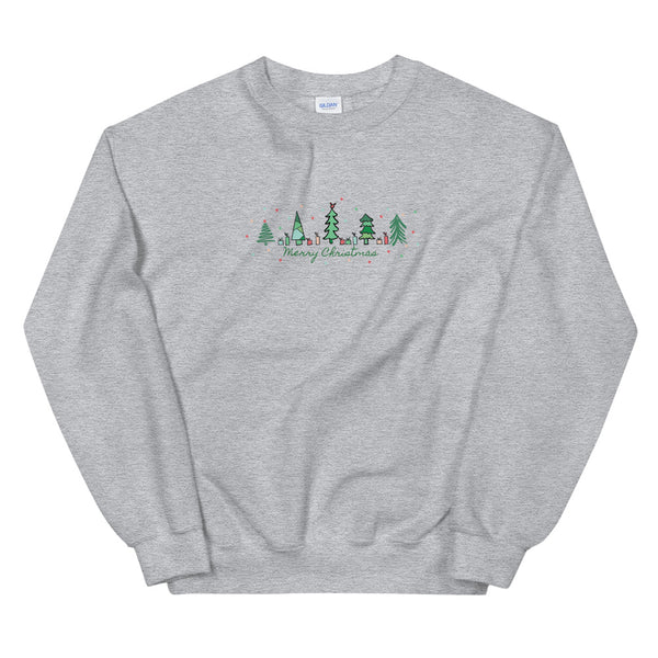 Mickey Merry Christmas Sweatshirt Evergreen Trees and Hidden Mickey Christmas Unisex Sweatshirt