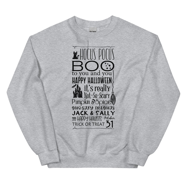 Disney Halloween List Sweatshirt Hocus Pocus Jack and Sally Boo to You Disney Halloween Sweatshirt