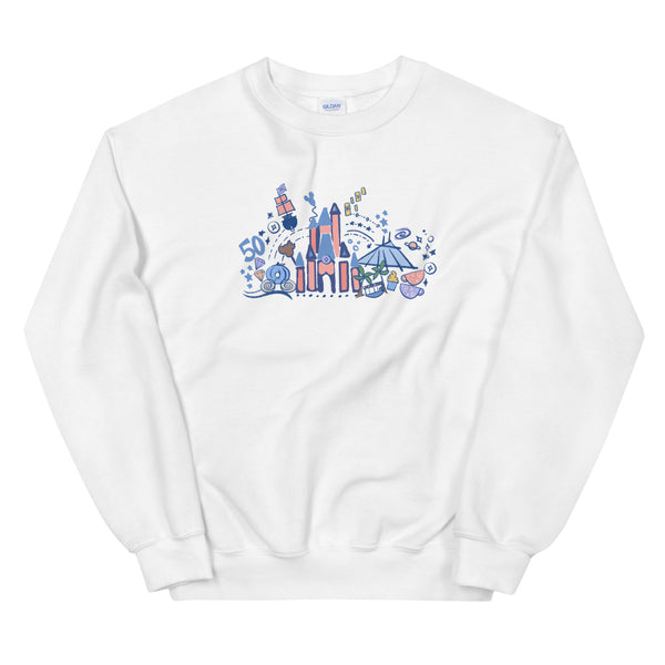 Magic Kingdom 50th Anniversary Sweatshirt Cinderella's Castle Unisex Crew Sweatshirt