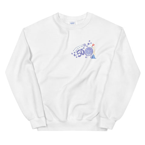 EPCOT 50th Anniversary Sweatshirt TWO-SIDED Spaceship Earth Epcot 50th Disney Crew Sweatshirt