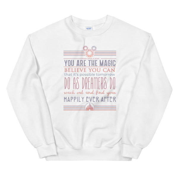 Disney Fireworks Sweatshirt New Years Quote Happily Ever After Unisex Crew Sweatshirt