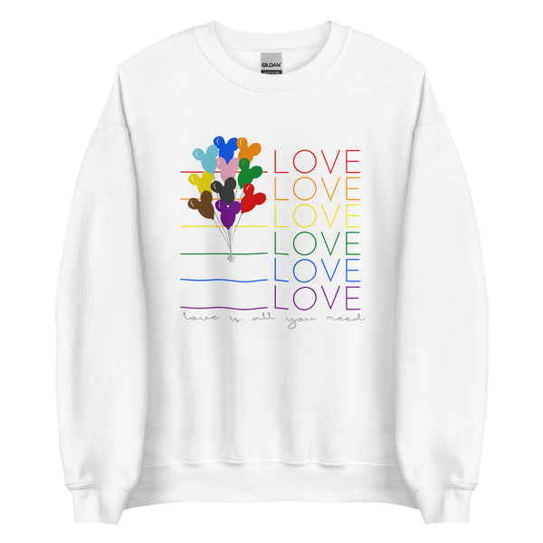 Disney Pride Sweatshirt Love LGBTQ+ Mickey Balloon Disney Unisex Sweatshirt