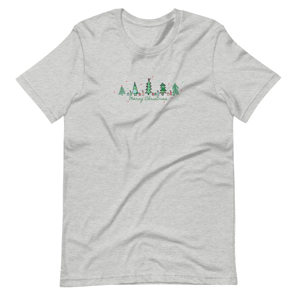 Mickey Merry Christmas T-Shirt Evergreen Trees and Hidden Mickey Christmas T-shirt