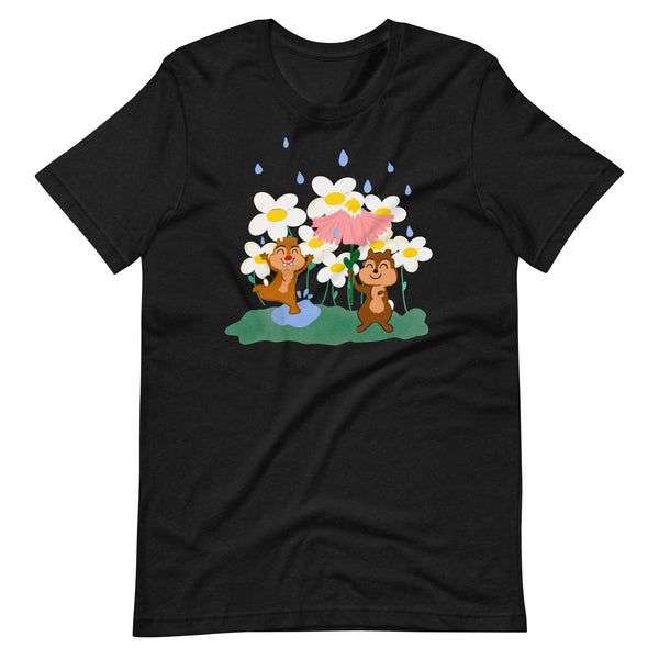 Chip and Dale Spring Rain Flower and Garden Disney Unisex t-shirt