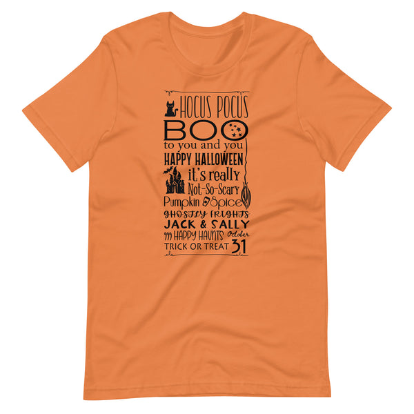 Disney Halloween List T-shirt Hocus Pocus Jack and Sally Boo to You Disney Halloween T-shirt
