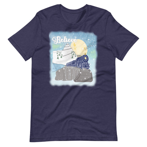 Polar Express Believe T-shirt- READY TO SHIP- Navy- Small