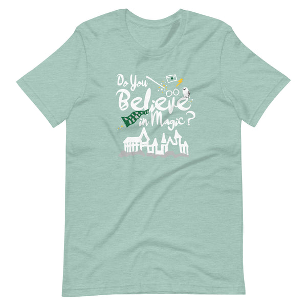 Believe in Magic T-shirt Green and Silver Scarf House Wizard and Witch Adult Unisex T-Shirt