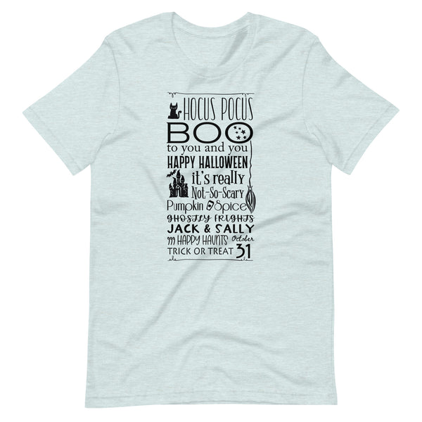 Disney Halloween List T-shirt Hocus Pocus Jack and Sally Boo to You Disney Halloween T-shirt