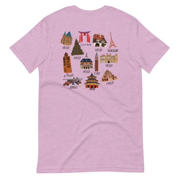 Epcot World Showcase Hello World Spaceship Earth Front and Back design Short-Sleeve Unisex T-Shirt