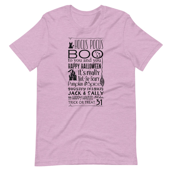 Disney Halloween List T-shirt Hocus Pocus Jack and Sally Boo to You Disney Halloween T-shirt