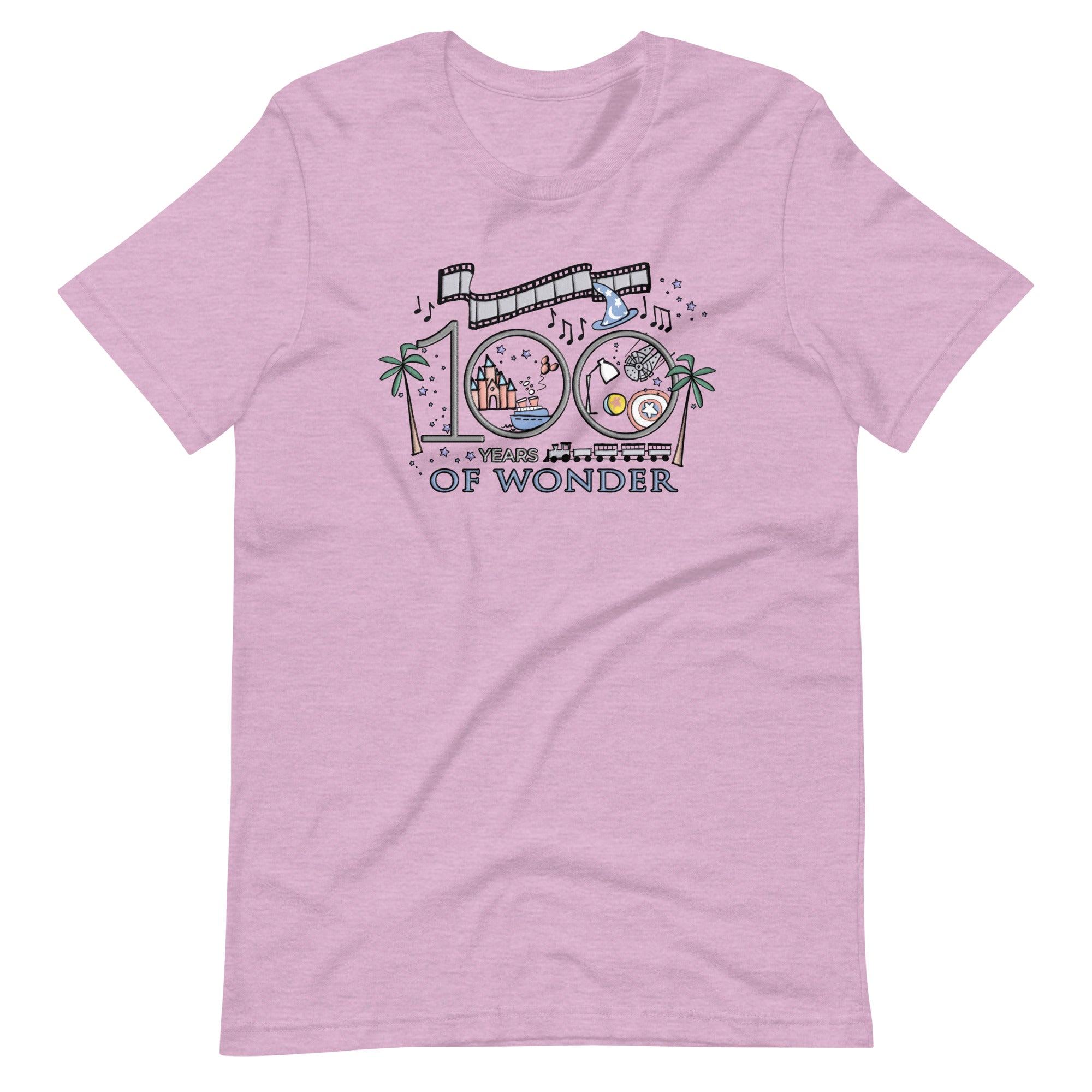 Disney 100th Anniversary T-Shirt Disney Shirt Vacation 100 Years of Wonder T-Shirt Heather Prism Lilac / S