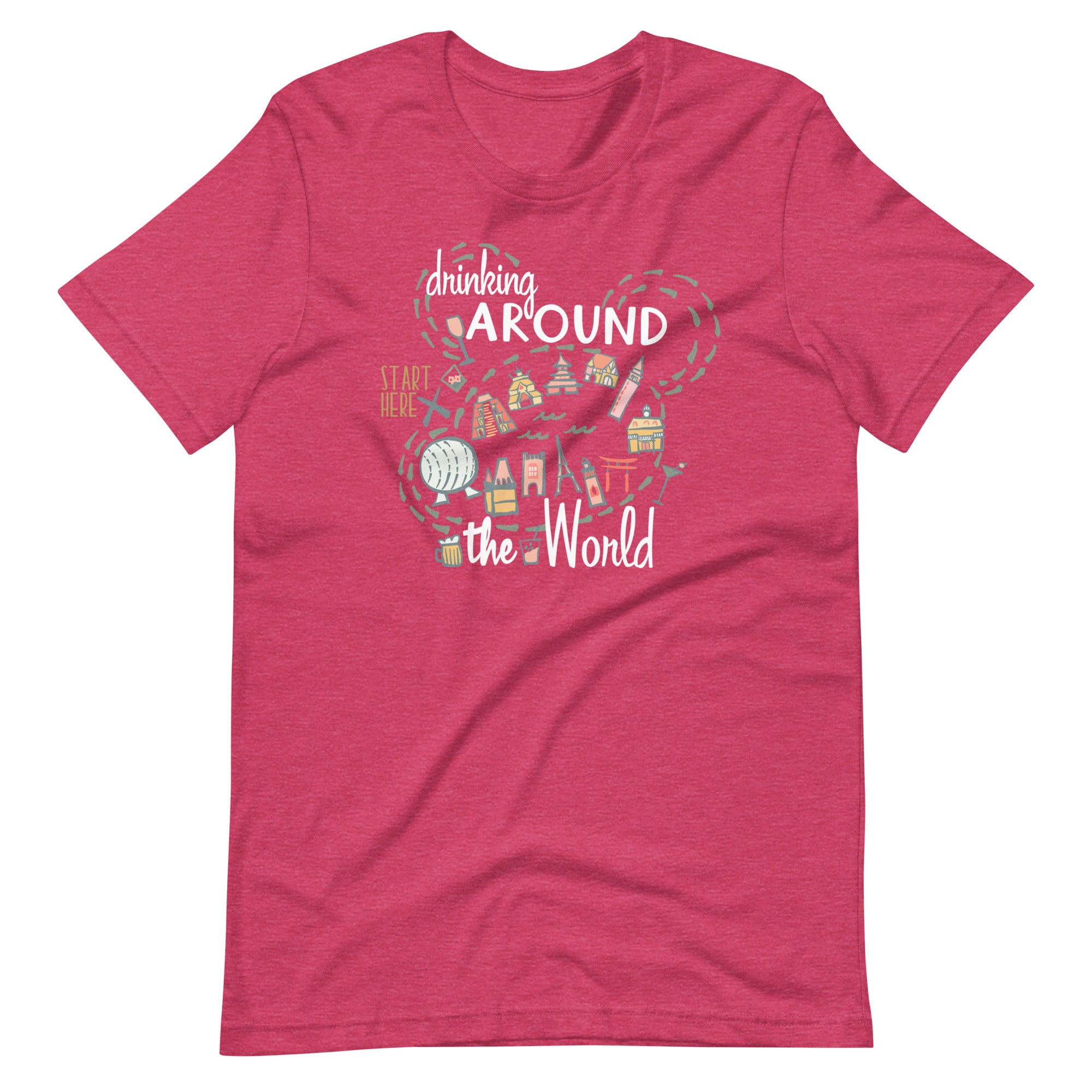 Drinking Around the World T-shirt Disney Shirt EPCOT World Showcase Map Food and Wine T-Shirt