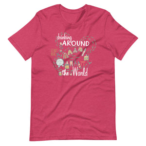 Drinking Around the World T-shirt Disney Shirt EPCOT World Showcase Map Food and Wine T-Shirt