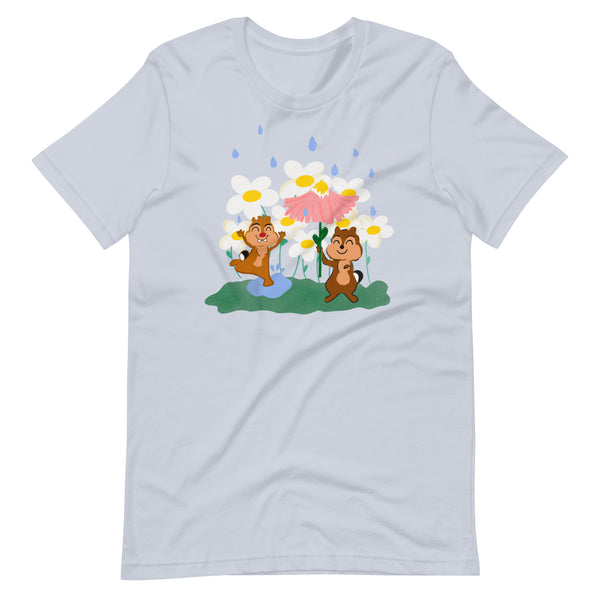 Chip and Dale Spring Rain Flower and Garden Disney Unisex t-shirt