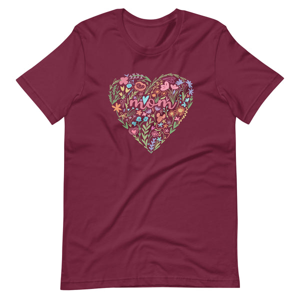 Disney Mom Floral Heart T-Shirt Mickey Balloon Disney Heart T-Shirt