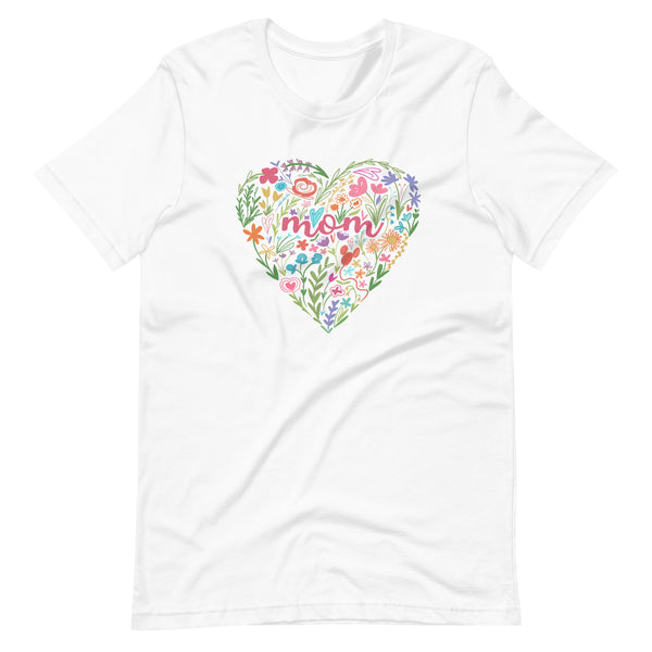 Disney Mom Floral Heart T-Shirt Mickey Balloon Disney Heart T-Shirt
