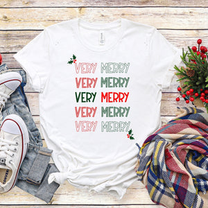 Very Merry Merry T-shirt Mickey Holly Disney Christmas Party T-Shirt