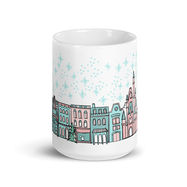 Christmas on Main Street Disney Christmas White glossy mug