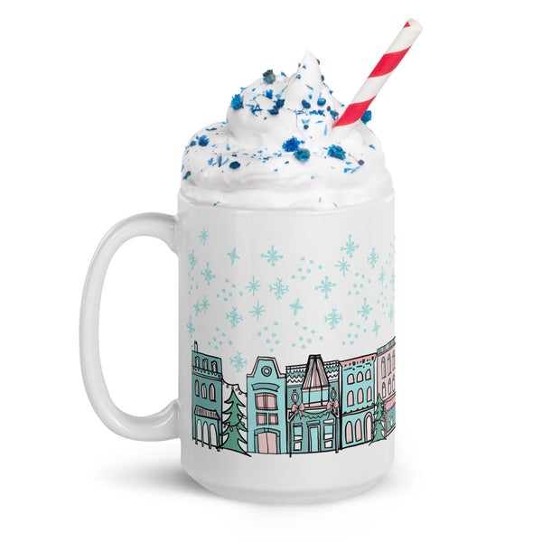 Christmas on Main Street Disney Christmas White glossy mug