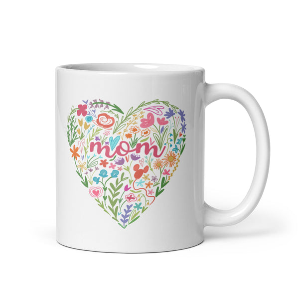 Disney Mom Floral Heart Mug Mickey Balloon Disney Heart Mug