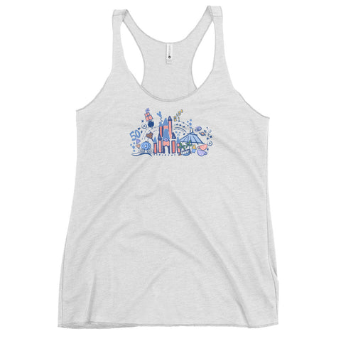 Magic Kingdom 50th Anniversary Tank Top  Cinderella's Castle Women's Racerback Tank