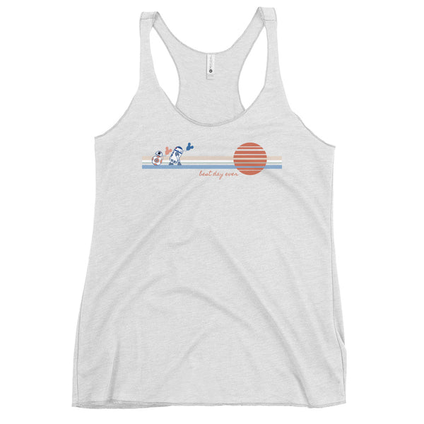 Star Wars Tank Top Best Day Ever with BB8 and R2D2 Disney Sketch Balloon Women's Racerback Tank Top