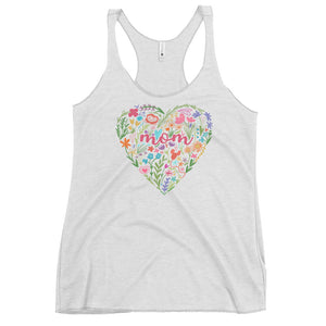 Disney Mom Floral Heart Tank Top Mickey Balloon Disney Heart Women's Racerback Tank