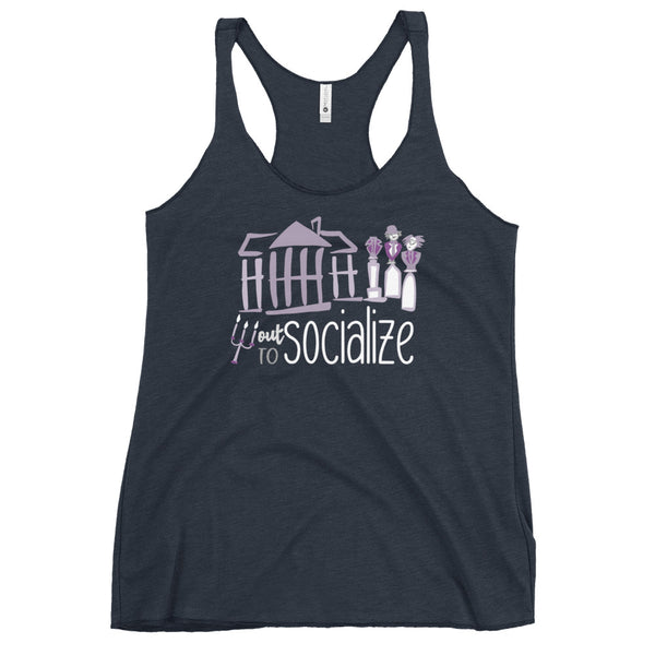 Disney Haunted Mansion Tank Top Out to Socialize Ghosts Disney Women's Racerback Tank