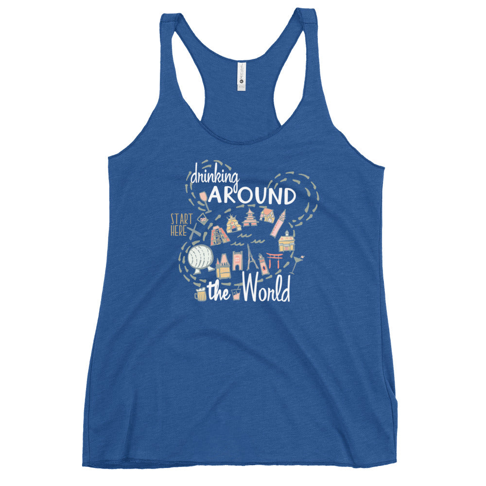 Drinking Around the World Tank Top Disney Shirt EPCOT World Showcase Map Food and Wine Tank Top
