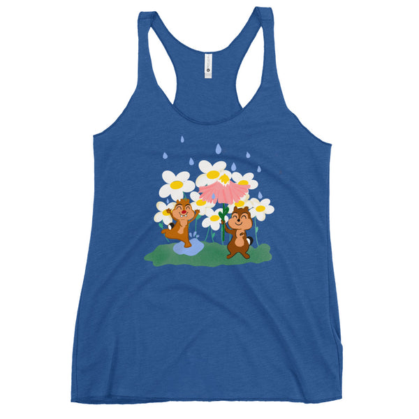 Chip and Dale Spring Rain Flower and Garden Tank Top Disney Women's Racerback Tank