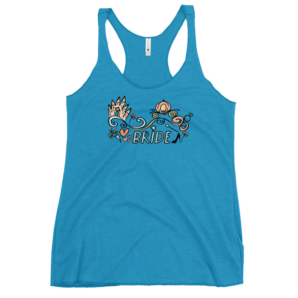Disney Wedding Bride Tank Top Cinderella Castle and Carriage Disney Bride Women's Racerback Tank