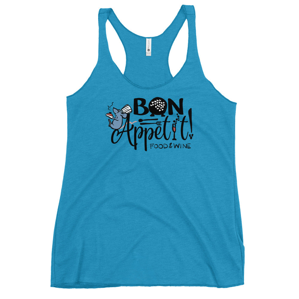 Epcot Bon Appetit Tank Top Disney Food and Wine Festival Remy Disney Shirt Epcot Women's Racerback Tank Top Vintage Turquoise / M, image size:1000x1000