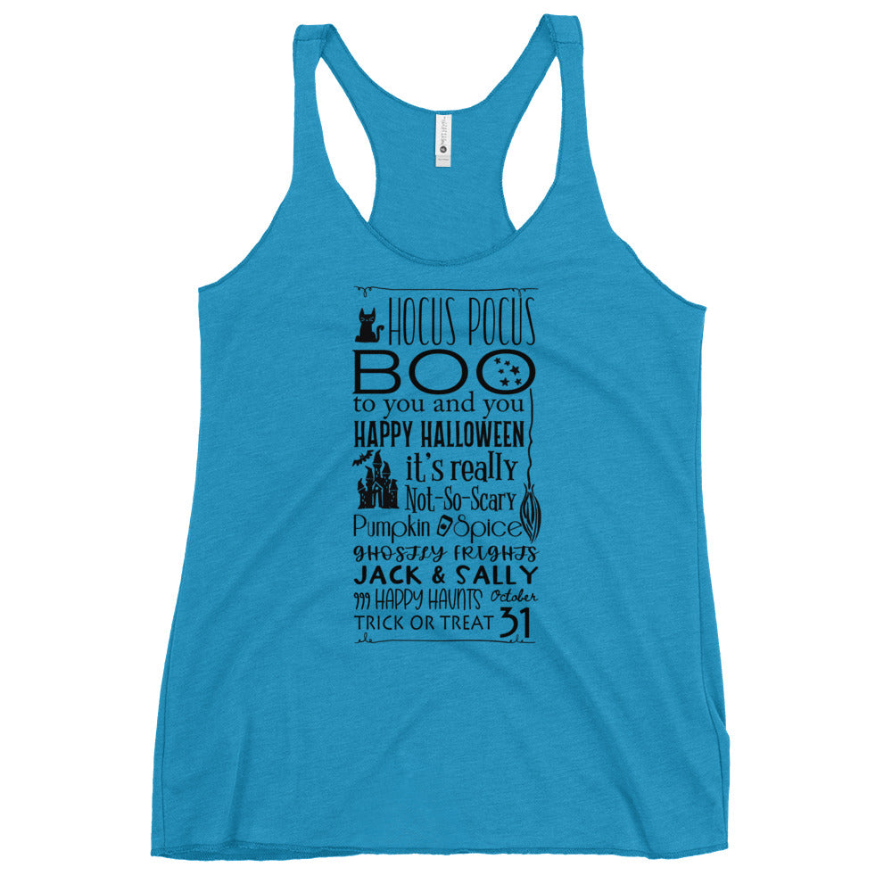 Disney Halloween List Tank Top Hocus Pocus Jack and Sally Boo to You Disney Halloween Women's Racerback Tank