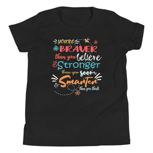 Winnie the Pooh Kids Disney Quote T-Shirt, You're Braver than you Believe Disney Kids T-shirt