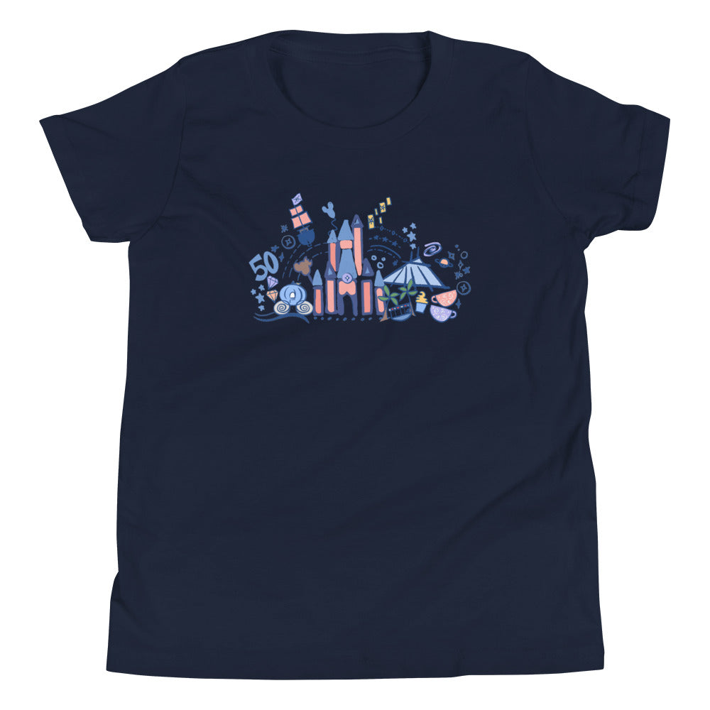 Magic Kingdom 50th Anniversary Kids T-Shirt Cinderella's Castle Kids T-Shirt
