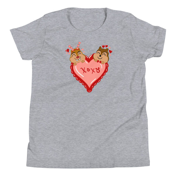 Chip and Dale Valentine's Day Love Youth Short Sleeve T-Shirt