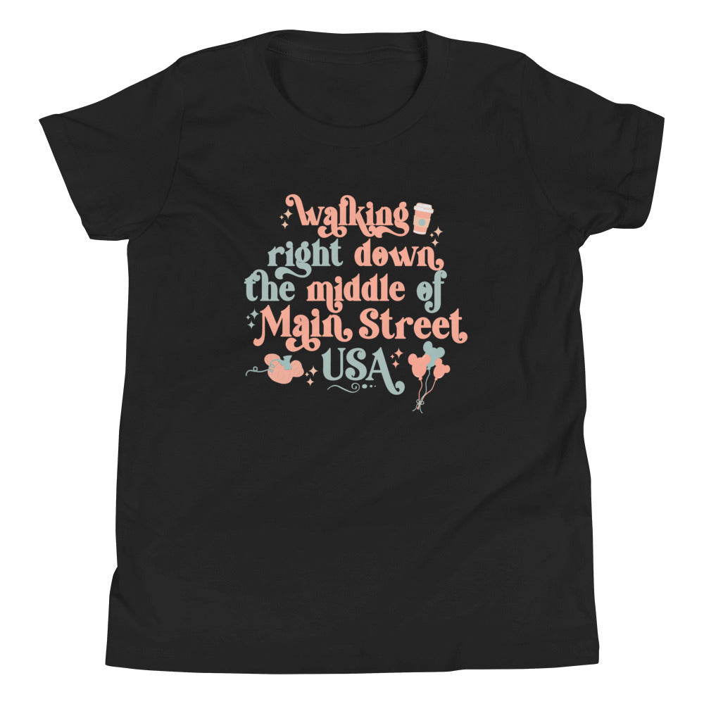 Main Street USA Fall Disney Kids Shirt Magic Kingdom in Autumn Youth Short Sleeve T-Shirt