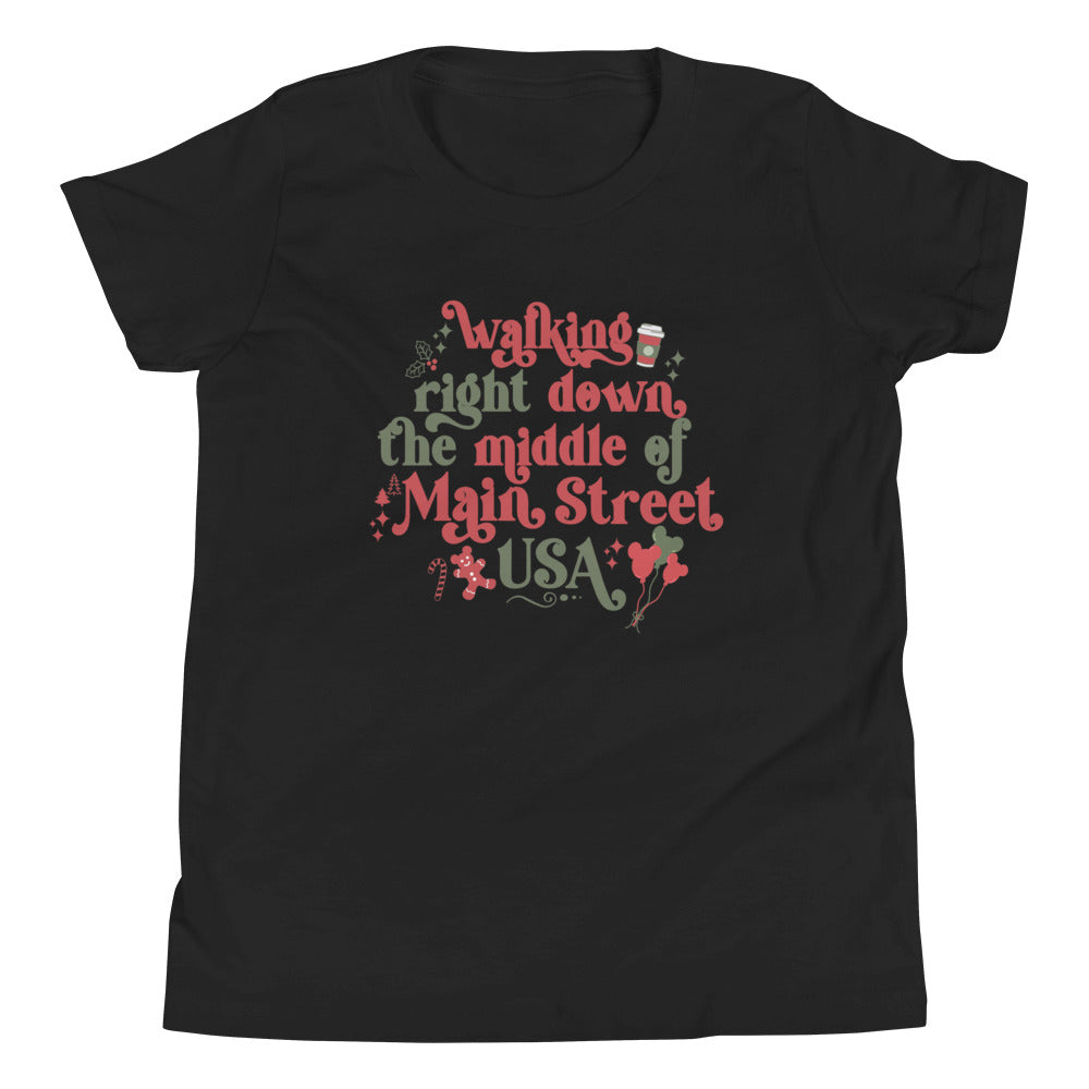 Main Street USA Holiday Kid's Shirt Disney Shirt Magic Kingdom at Christmas Kid's Short Sleeve T-Shirt
