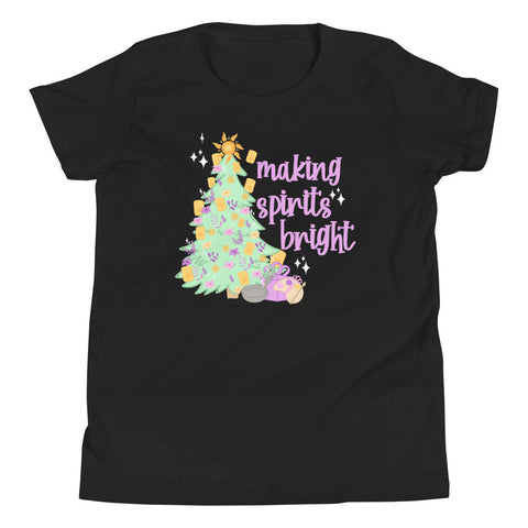 Tangled Rapunzel Making Spirits Bright Tangled Disney Christmas Tree Youth Short Sleeve T-Shirt