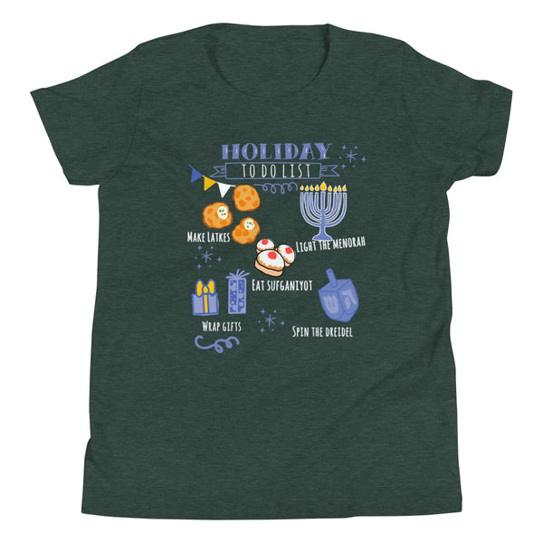 Disney Kids Hanukkah Holiday To Do List Disney Shirt Youth Short Sleeve T-Shirt