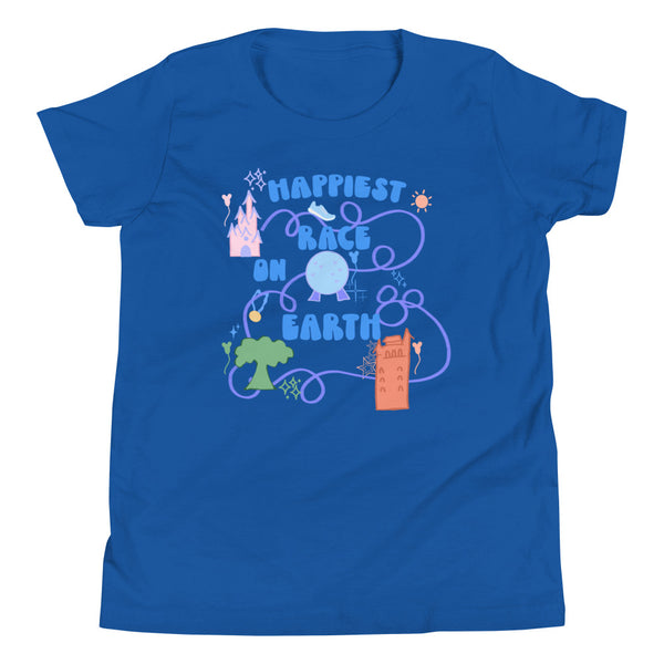 runDisney Happiest Race on Earth Disney running four parks Youth Short Sleeve T-Shirt