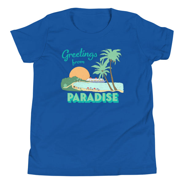 Disney Cruise Kids Castaway Cay Greetings from Paradise Youth Short Sleeve T-Shirt