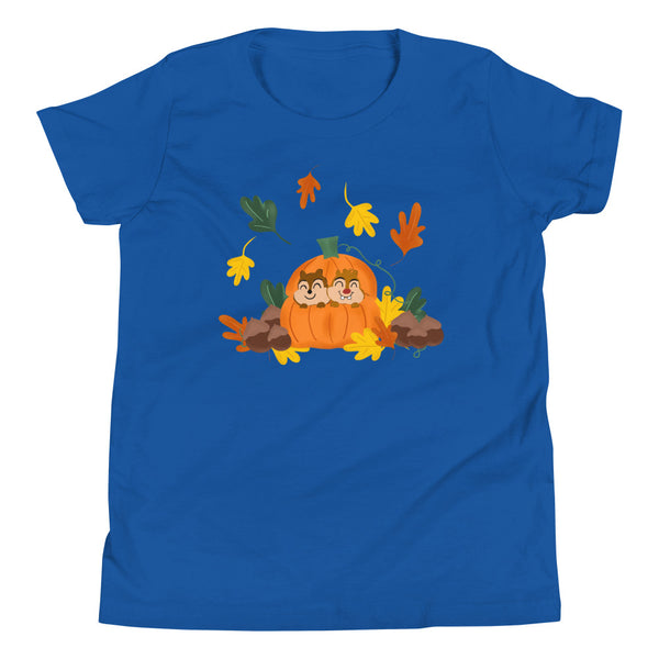 Chip and Dale Fall Pumpkin Disney Halloween Youth Short Sleeve T-Shirt
