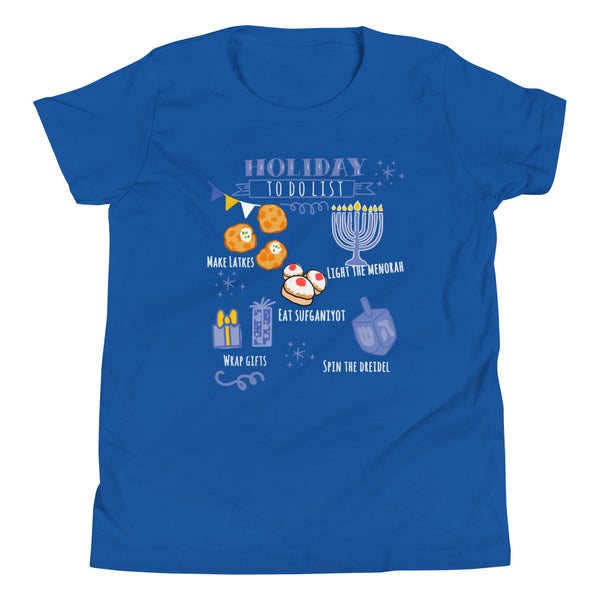 Disney Kids Hanukkah Holiday To Do List Disney Shirt Youth Short Sleeve T-Shirt