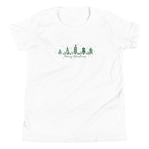 Mickey Merry Christmas Kids T-Shirt Evergreen Trees and Hidden Mickey Christmas Kids T-shirt