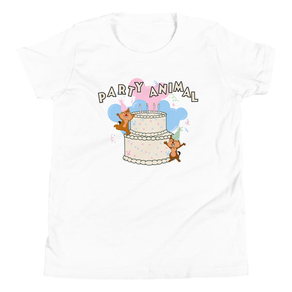 Disney Birthday Kids Chip and Dale Party Animal Celebration Youth Short Sleeve T-Shirt